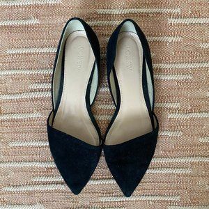 J. Crew Black Suede D'Orsay Flats Size 8